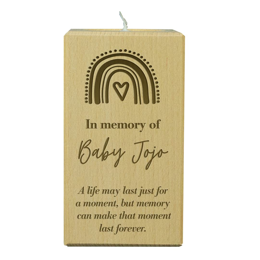 Personalised rainbow memorial tea light holder. Wooden candle holder. Loss bereavement grieving remembrance gift. In loving memory lost child