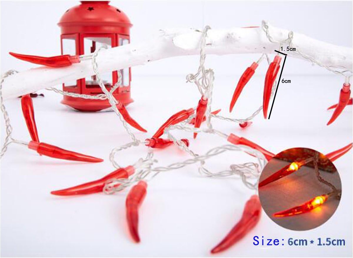 Red Chili String Lights,10ft 20 LED Chili String Lights Battery Operated Fairy Lights for Wedding, Chinese New Year,Spring Festival,Party Decoration,Christmas image 2