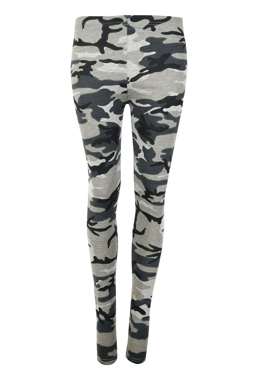 Hamishkane Girls Army Grey Kids Printed Full Ankle Length Slim Fit Skinny Stretchy Leggings Pants Casual Trouser
