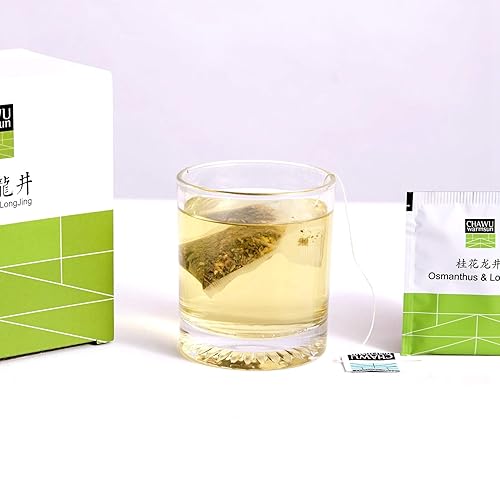 Miniatura 6 de ChaWuWarmSun -Osmanthus & LongJing Bolsas de té verde, 50 bolsas de té, flores naturales y té roto