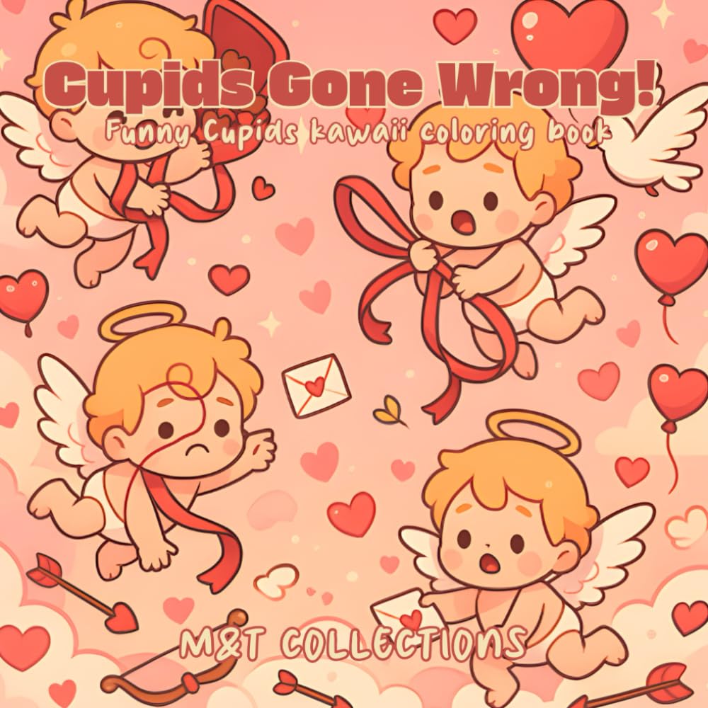 Cupid’s Gone Wrong!: Funny Valentine’s Day kawaii coloring pages for kids and adults