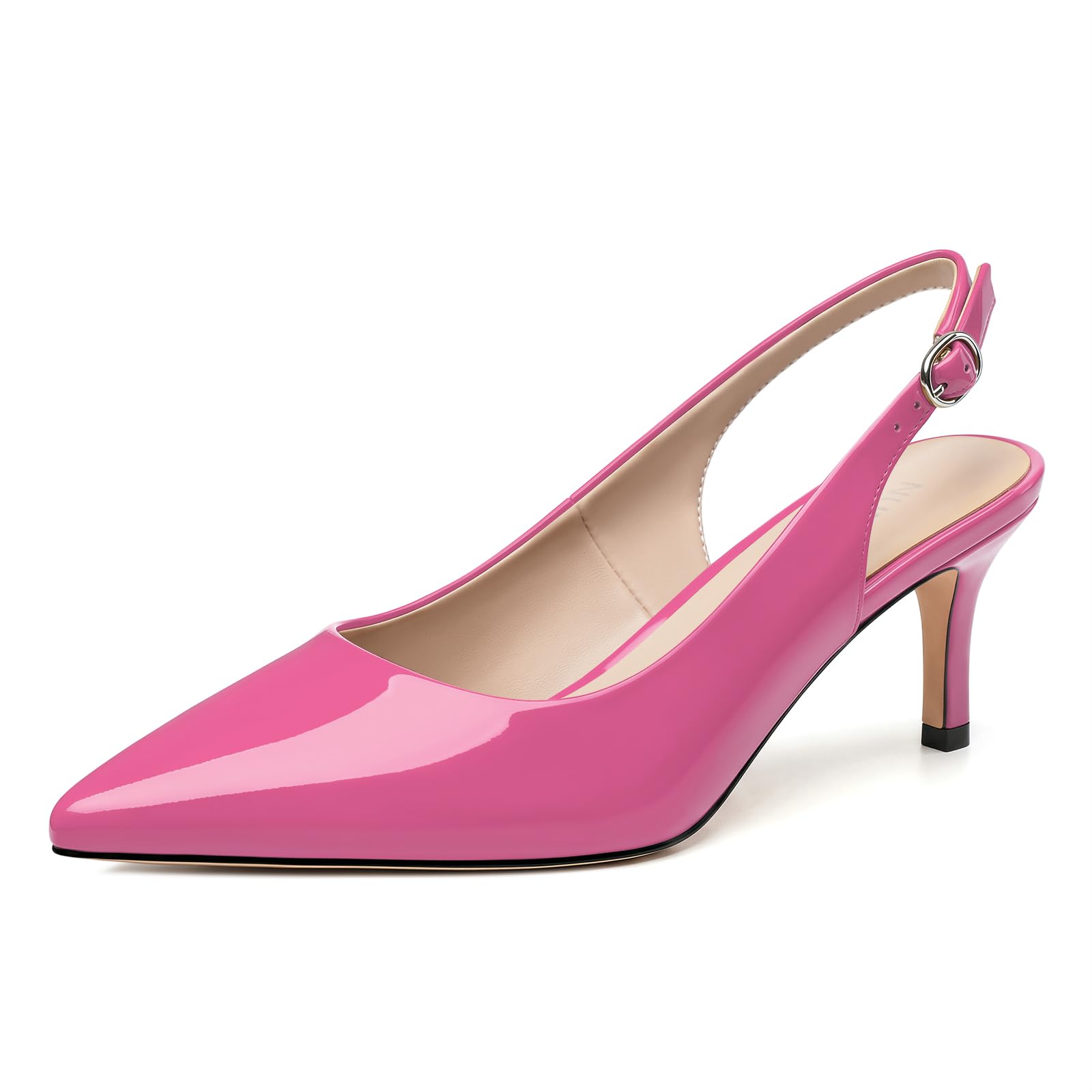 NUMALEO Kitten Heels for Women Pointed Toe Slingback Pumps | 2.5 Inch Close Toe Comfortable Pumps Wedding Party Casual Work Dress Shoes