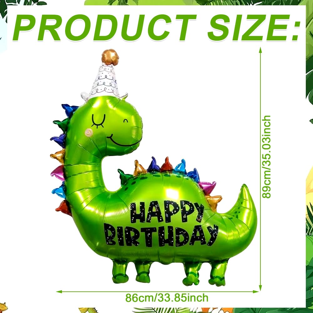 Dino Balloons, Large Green Dinosaur Balloons, 4 PCS 35 Inch Dino Balloon, for Boys Jungle Dino Theme Baby Shower Decor Supplies - Image 2