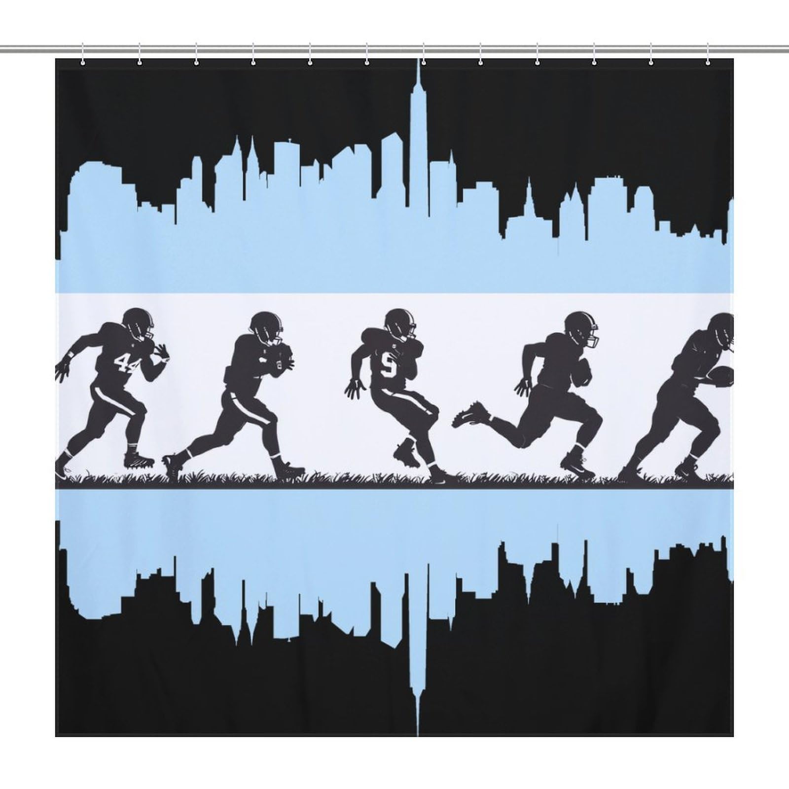 Football Players and Chicago Flag Bathroom Shower Curtain Waterproof Bath Curtain with 12 Hooks and Rustproof Metal Grommet 72x72Inch (183x183cm)