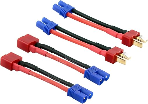 4pcs T-Plug Style to EC2 Male Female RC Connector Adapter with 16awg 2inch WireE14-4