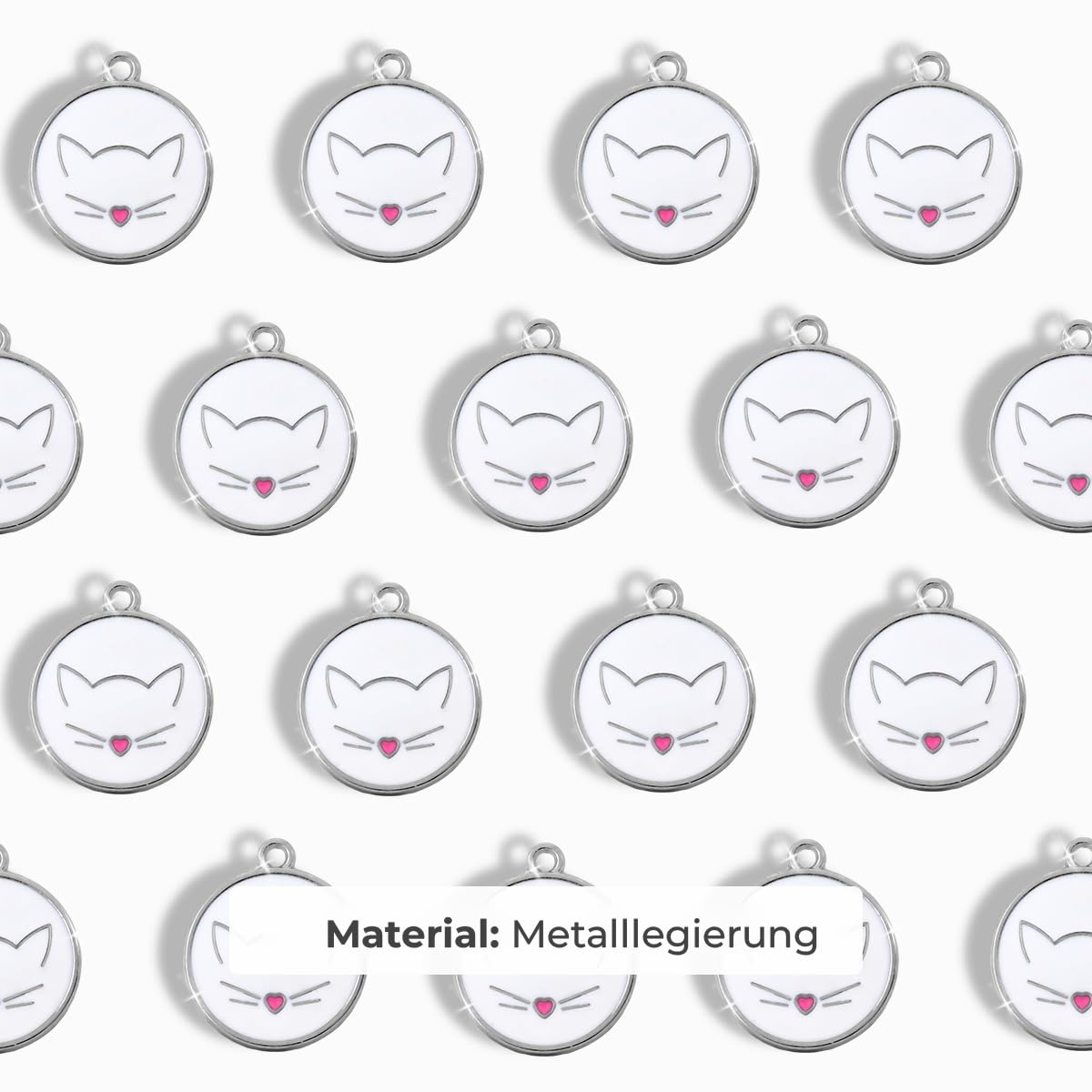 Médaille Chat Personnalisée Avec Gravure Pour Tous Les Âges - En Forme de Tête de Chat (Blanc)