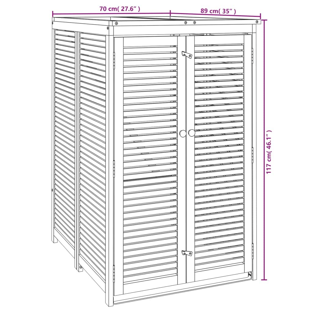 Genérico Cobertizo para Cubo de Basura Madera Maciza Acacia 70x89x117 cm,Casa y jardín,Productos del hogar,Accesorios para contenedores de residuos,Soportes para contenedores de residuos-360027