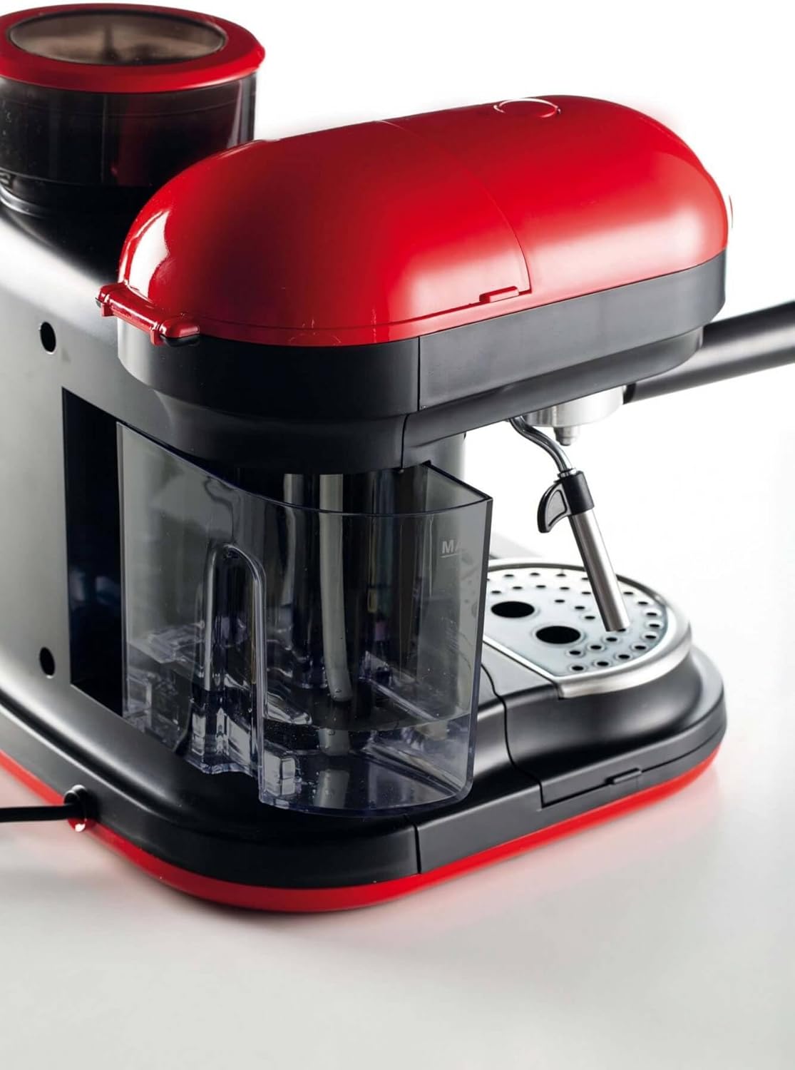 Ariete 1318 Macchina espresso con macinacaffè integrato Moderna, Per caffè in grani e in polvere, Cappuccinatore montalatte, Filtro 1 e 2 tazze, 1080 W, 800 cubic_centimeters, 15, Rosso