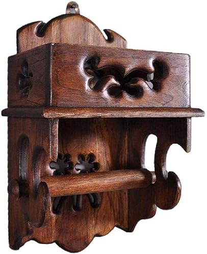 baijiexun Hölzerne Toilettenpapierhalter-Toilett-Papierhalter Wandmontage Kupfergewebe Rollregal mit Holzregal for Moderne Küche und Badezimmerdekor (Größe: L) (Size : L) Cover