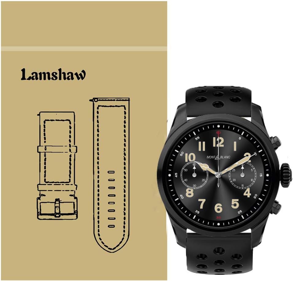 LvBu Quick Release Smartwatch Band for Montblanc Summit 2, Silicone Sport Band with Ventilation Holes Replacement Straps for Montblanc Summit 2 Smartwatch (Black & Black)