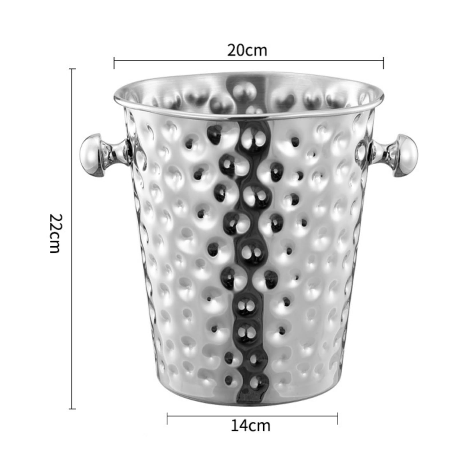 LOVIVER Cubo Hielo Acero Inoxidable 5 L Cubo Hielo Martillado Portátil Refrigerador Bebidas Acero Inoxidable para Fiestas, Casa, 5L