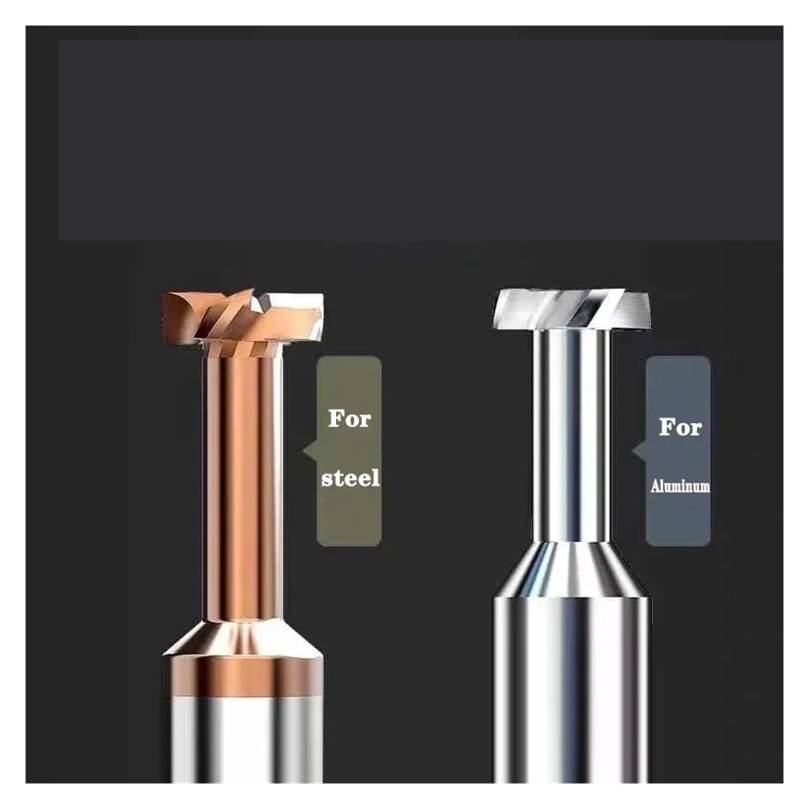 Wolframkarbid-Finger-Router-Bit T-Nut-Fräser Lot-Fräser Metall-Fräswerkzeug(H 1mm,Coating T Slot,D 4mm)