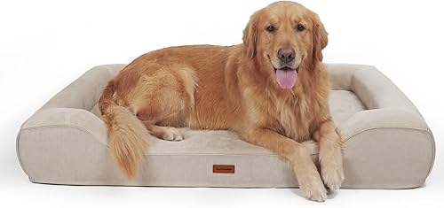 Camas ortopédicas refrescantes extra para perros con funda extraíble lavable, sofá cama de espuma viscoelástica de gel fresco para perros gigantes