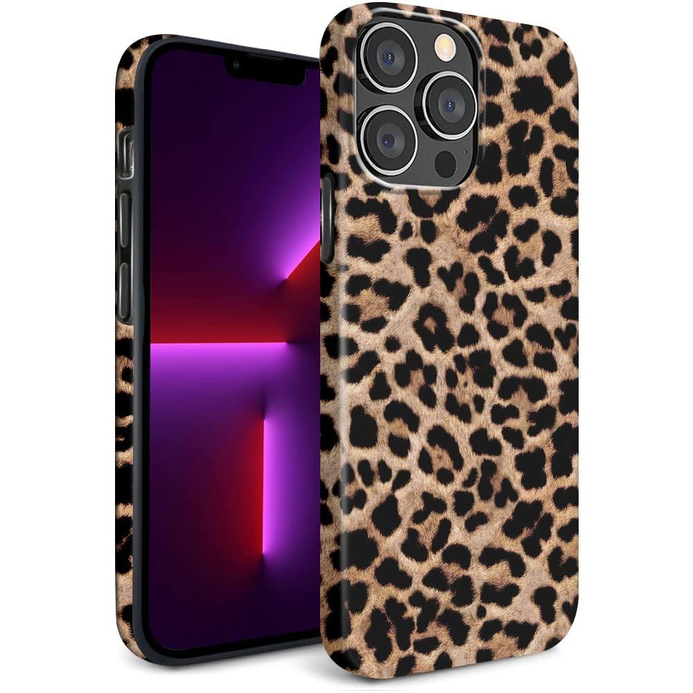 Hi Space Compatible with iPhone 13 Pro Case Cheetah Leopard 2021 Cheetah Print iPhone 13 Pro Case Leopard Design for Men Women IMD Brown Black Cover for iPhone 13 Pro 6.1 2021 5G