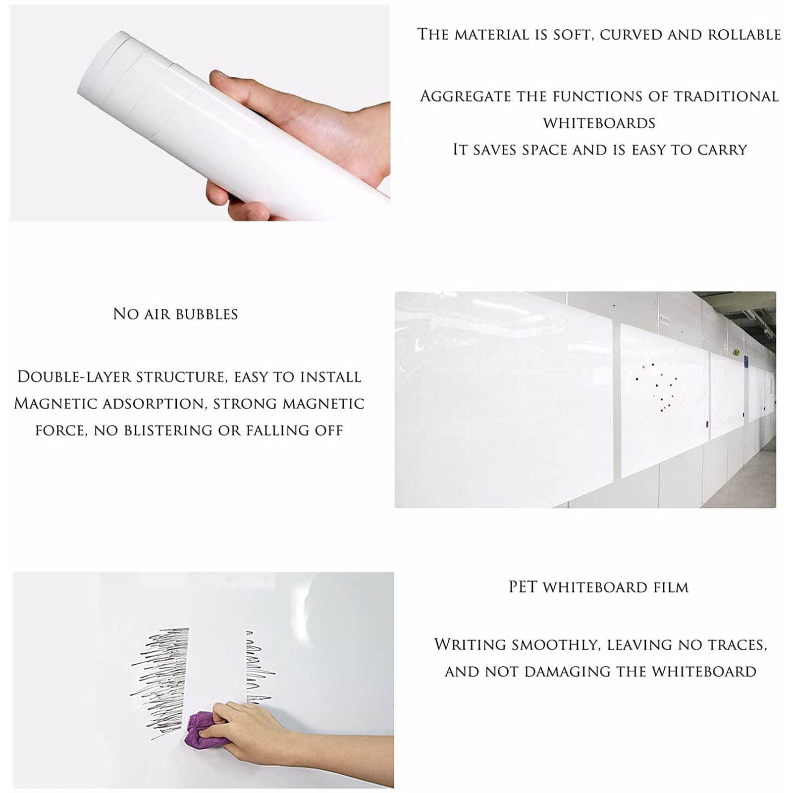 Self Adhesive Magnetic Dry Erase Board Sticker for Home Office School Multiple Sizes(30x45cm)