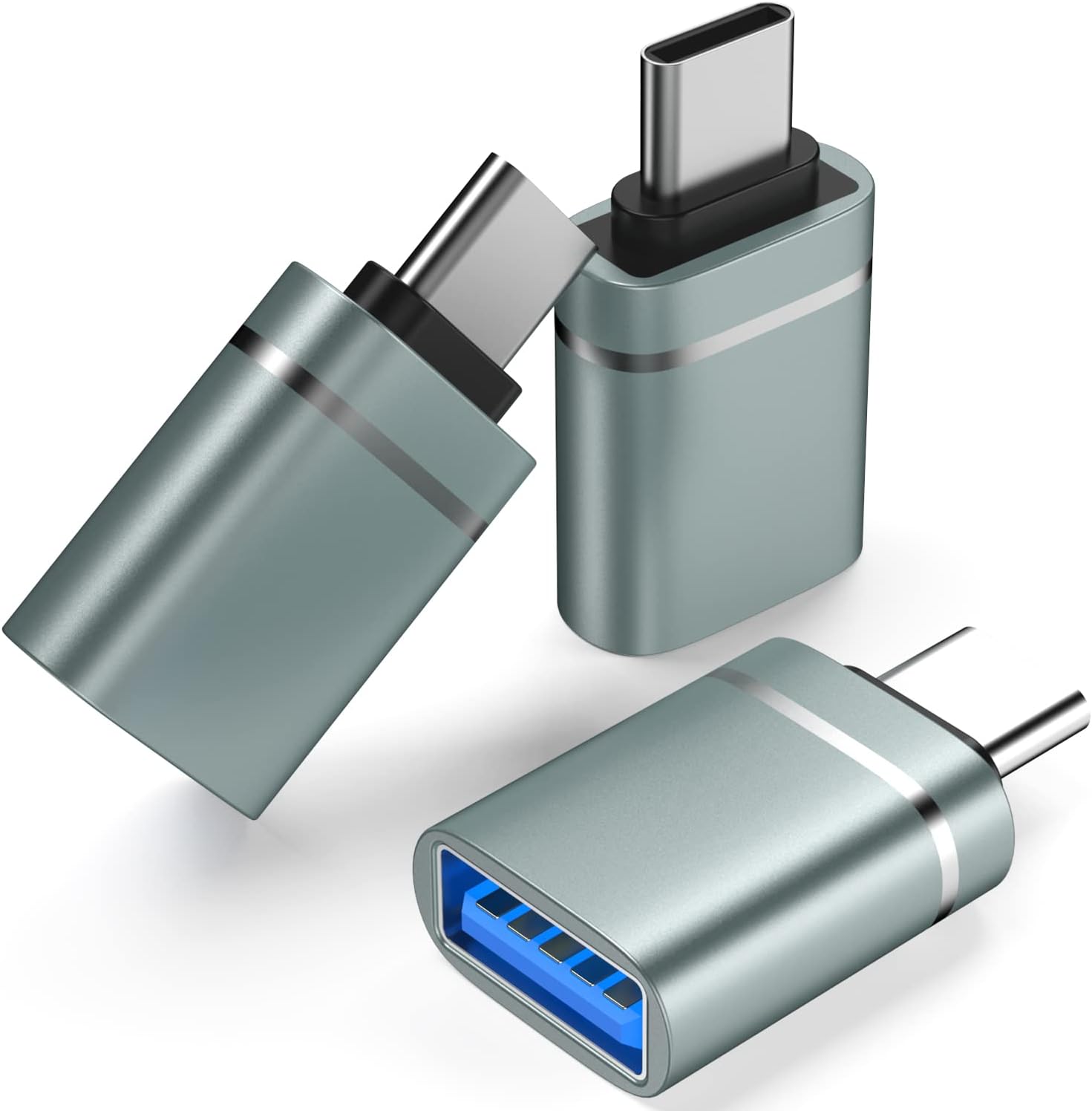 USB C to USB Adapter 3-Pack USB C Male to USB 3.0 Female Adapter Compatibllity for iMac 2021 for iPad Pro 2021 for MacBook Pro 2020 for MacBook Air 2020 and Other Type C or Thunderbolt 3 Devices gray