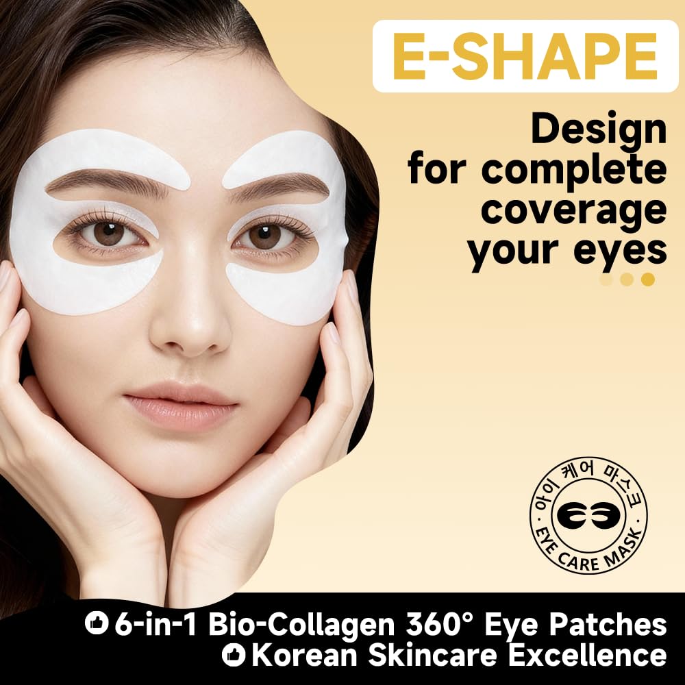 4 Pairs 5% PDRN Under Eye Patches, 6-in-1 Bio-Collagen 360° Eye Patches for puffy eyes, dark circles & Wrinkle | 2% Caffeine, Kojic acid, Retinol, Hyaluronic, Niacinamide | Korean Popular Eye Mask - Image 2