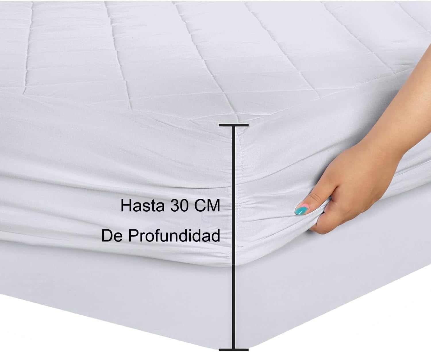 Col & Cor Protector de Colchón Acolchado | Transpirable, Hipoalergénico con Tratamiento Antiácaros | Ultra Suave, Ajustable para Colchones de hasta 30 CM (Reversible, Cama 150 x 190/200 cm)