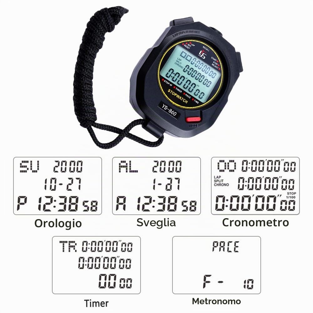LAOPAO Cronometro 60 Memoria 1/100 Secondi Precisione Cronografo Timer Sport Palestra