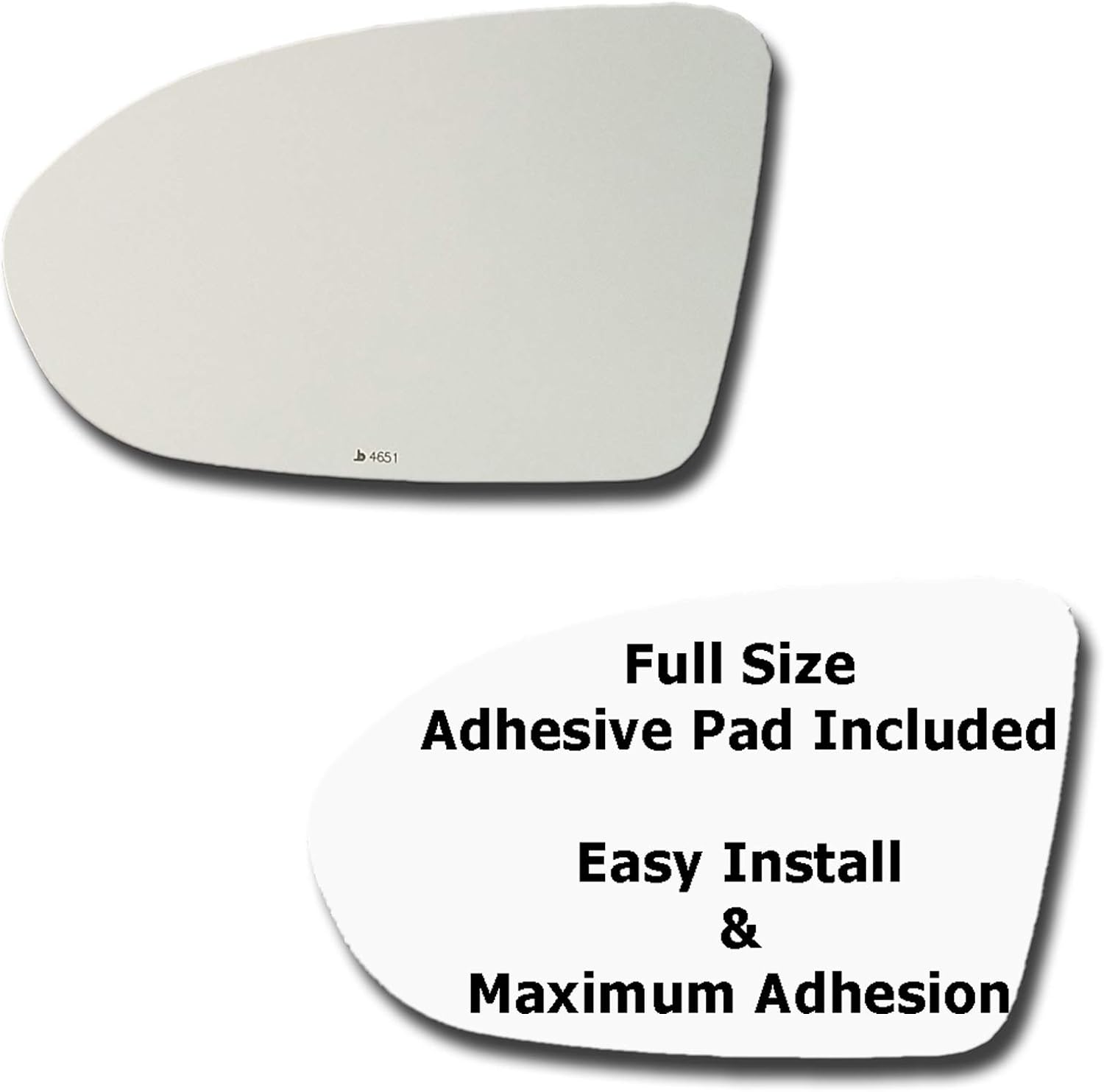 Mirror Glass + Full Size Adhesive Pad for 2016-2019 Chevrolet Cruze Driver Side Replacement (2017 2018 16 17 18 19)