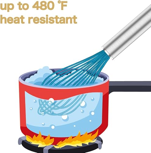 Miniatura 96 de Juego de batidores de acero inoxidable 304, batidor de metal inoxidable apto para lavavajillas, batidores profesionales de alambre de globo