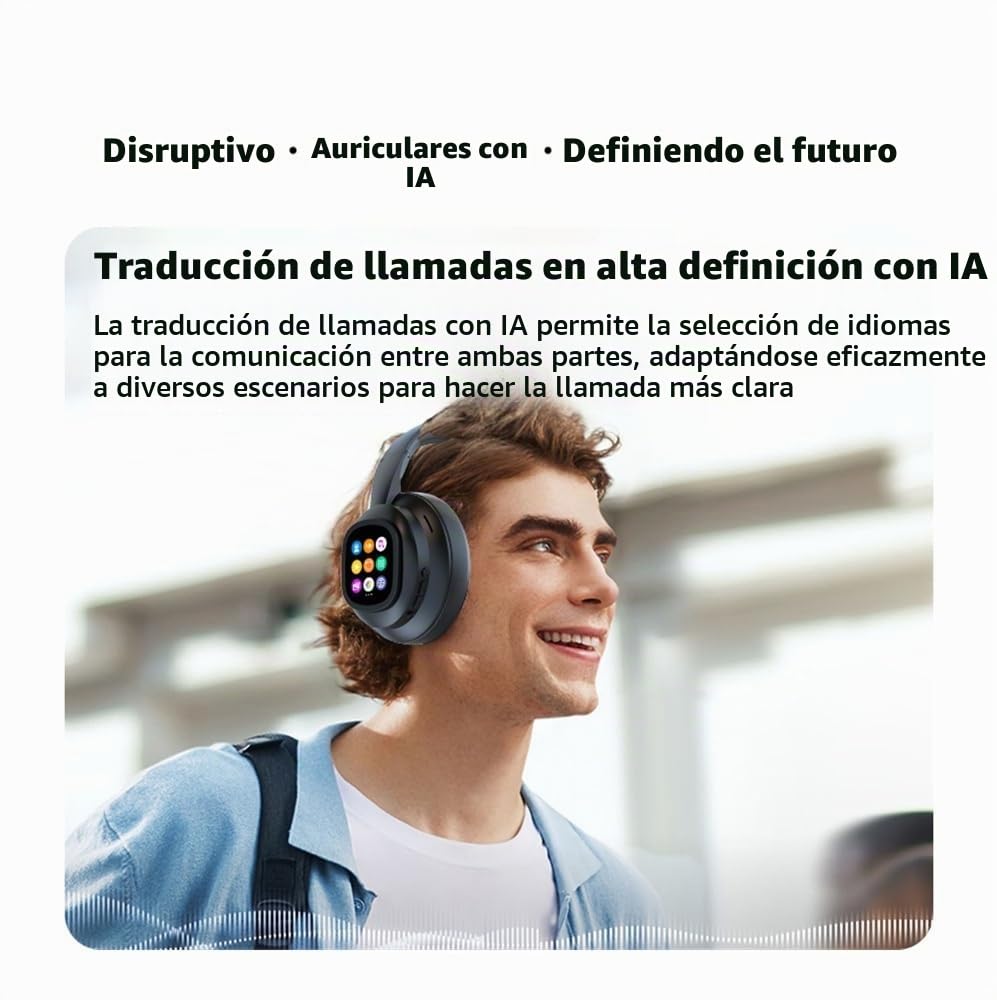 Auriculares HY-X1 Pro con IA, Pantalla táctil móvil, traductor de 115 Idiomas en Tiempo Real, Bluetooth 6.0 y cancelación de Ruido for Viajes y Negocios.