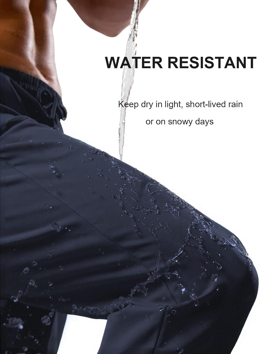 Auxo Men's Fleece Lined Joggers with Zipper Pockets Water Resistant Winter Stretch Tapered Pants Athletic Workout Sweatpants - Image 5