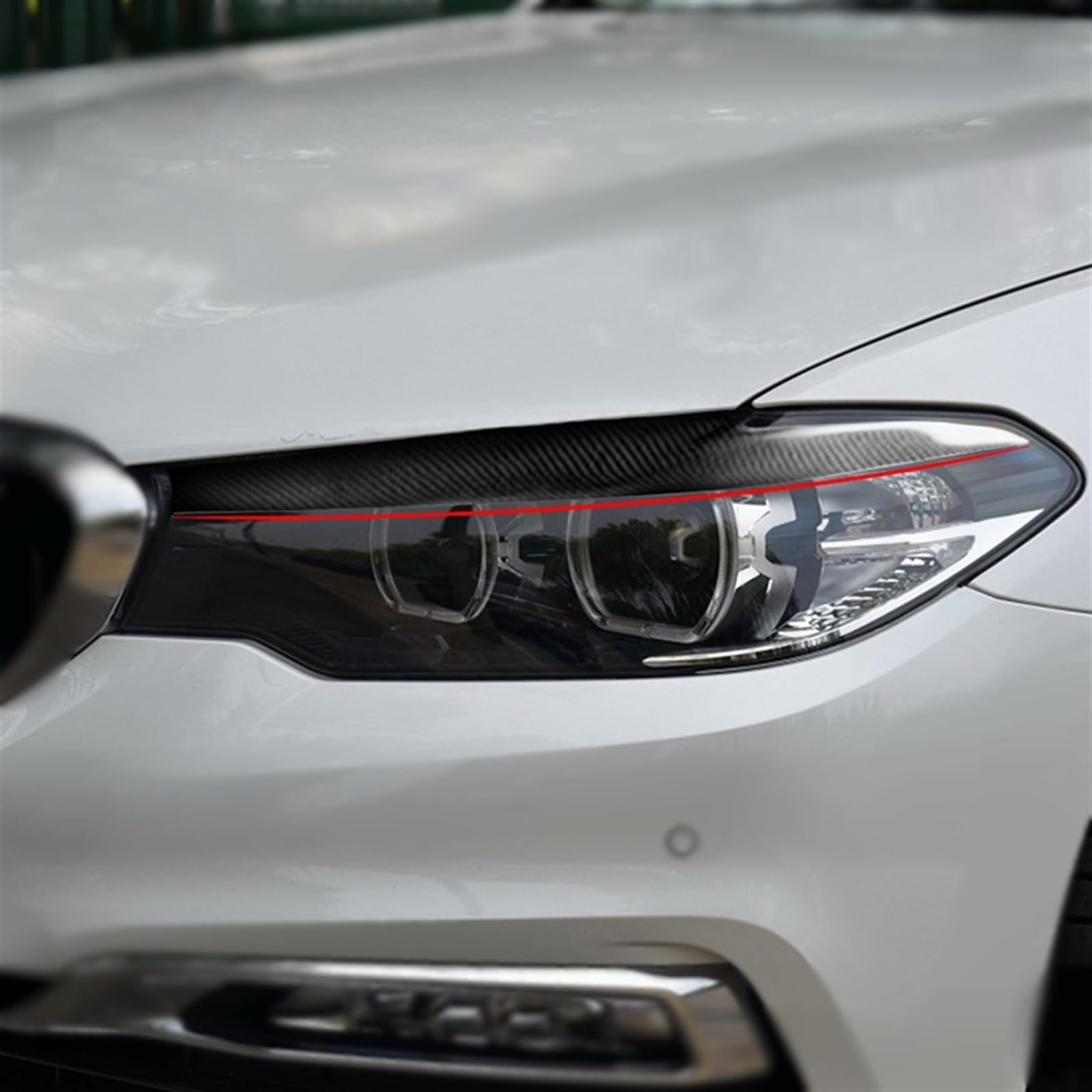 Naklejki na powieki samochodowe z włókna węglowego dekoracja reflektorów brwi naklejki samochodowe do BMW 2018 dla serii 5 dla 528Li dla 530Li dla 540Li dla G30 dla G38