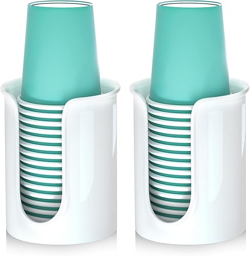 Portavasos de baño, dispensador de vasos de papel desechable blanco, para tazas de baño de 5 onzas, paquete de 2 portavasos, dispensador de tazas de