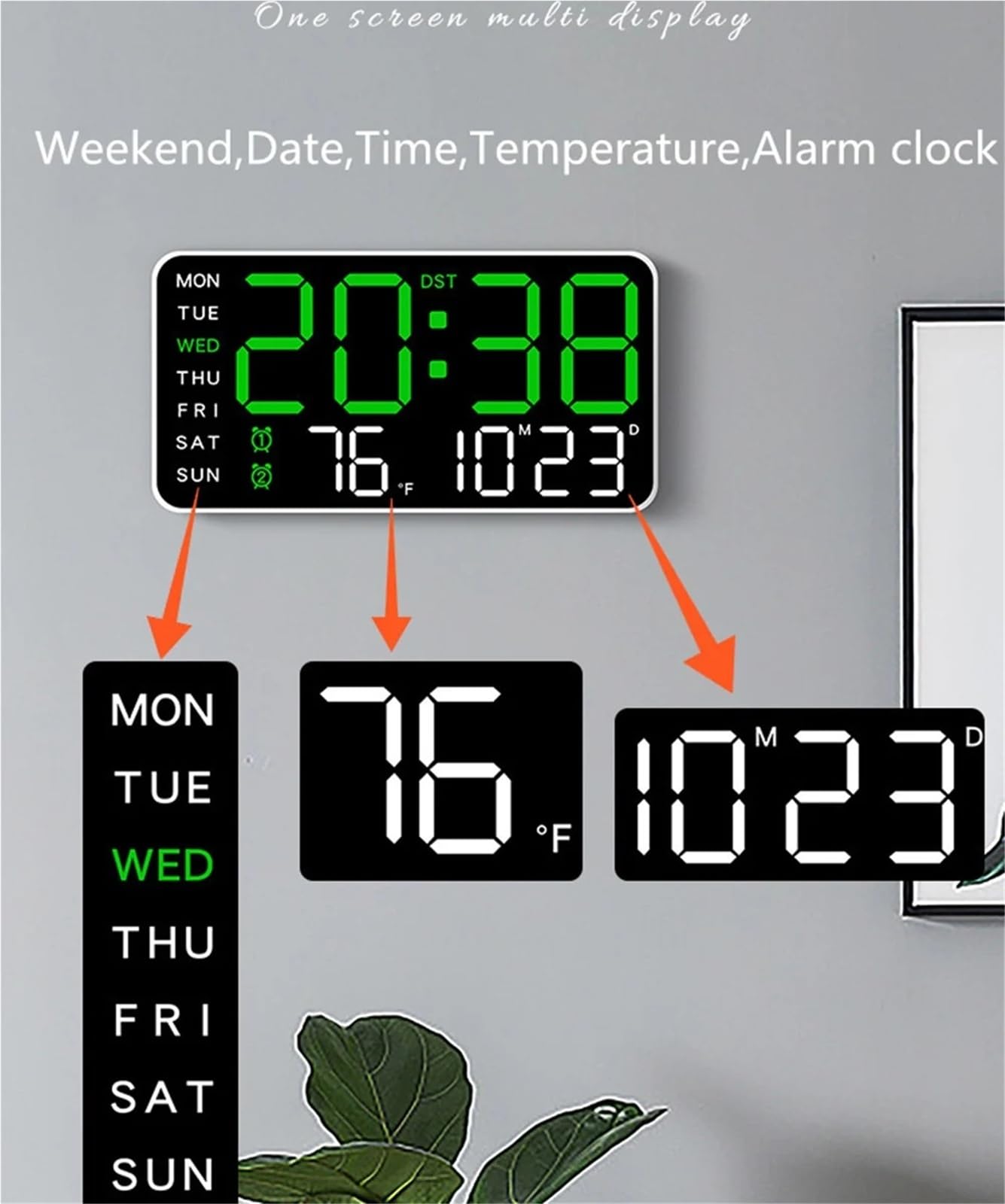 Orologio Atomico Digitale Orologio da parete digitale con temperatura Display a LED USB/batteria Sveglie tavolo di grandi dimensioni for soggiorno, camera letto, decorazioni for la casa(White shell 1)