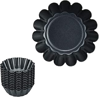 12 PCS Moules à Tarte aux Œufs, Moule à Tartelettes en Acier au Carbone Petit Moulle à Tarte Réutilisables pour Tartes Puddings Muffins DIY