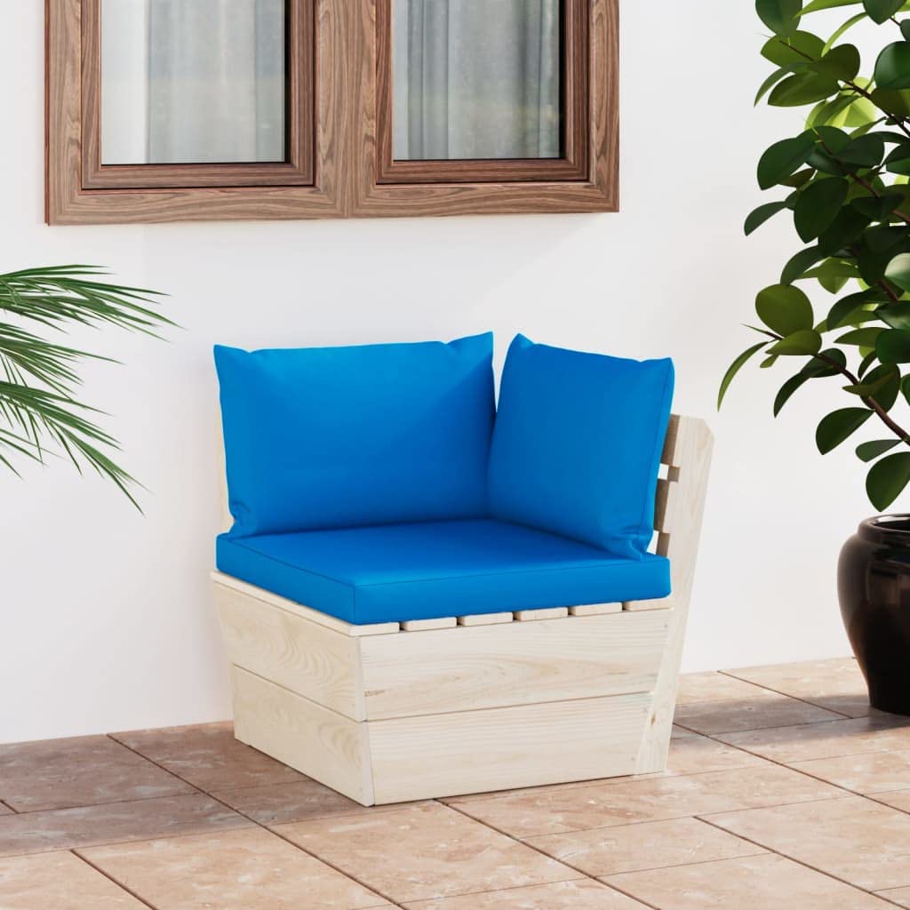 Canapé d'angle palette de jardin salon extérieur terrasse coussins bleu clair