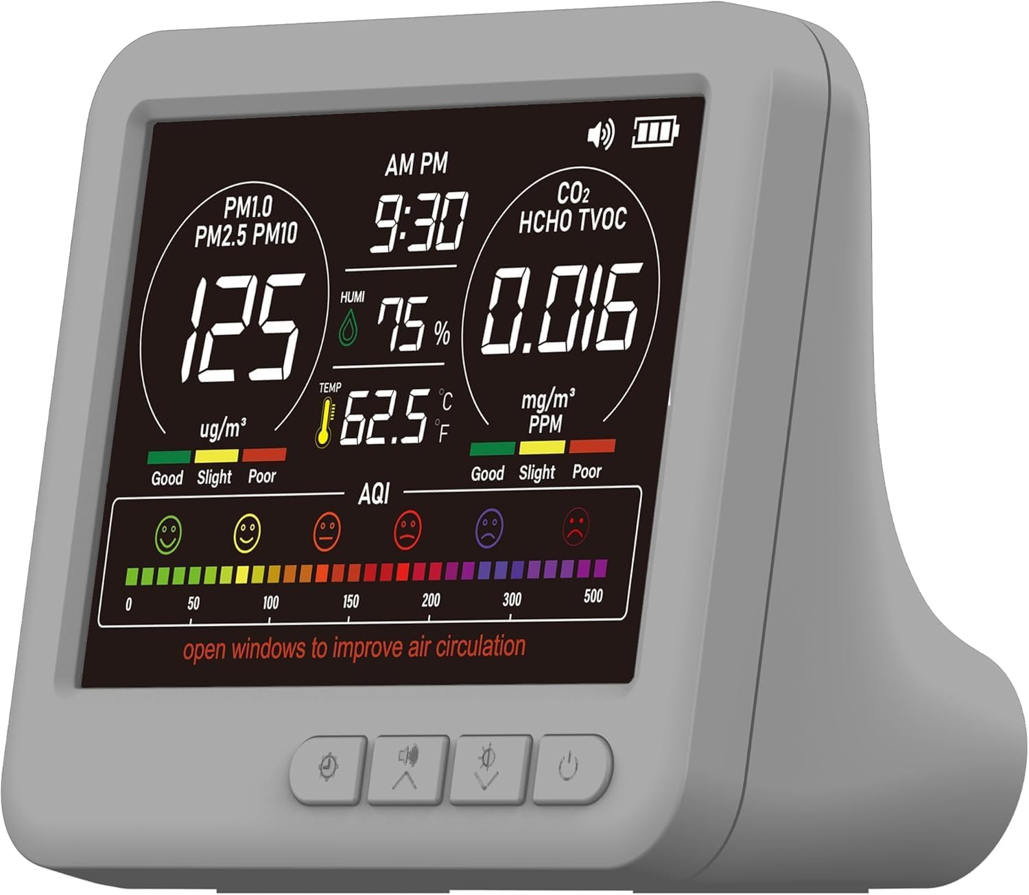 16-in-1 Indoor Air Quality Monitor, High-Precision Multi-Parameter Smart Air Quality Tester with HD Real-Time Color Screen, Portable Air Quality Monitor for Home, Office