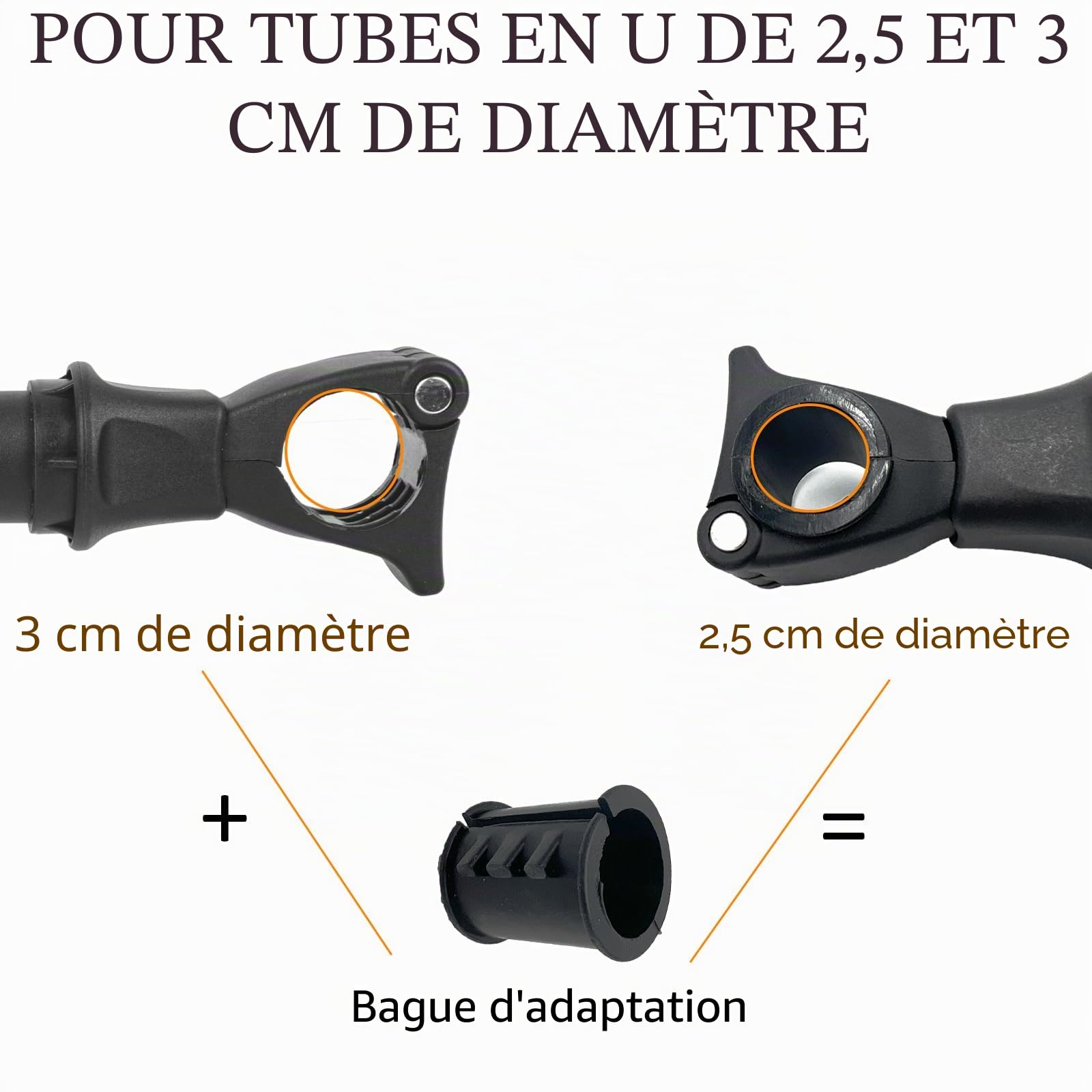 Support de Cadre pour Porte-vélos Longueur 25 cm, Support de Cadre de vélo Court Universel, verrouillable, pour Tube de Support en U : Ø 2,5-3 cm, pour diamètre de Cadre du vélo : Ø 3-6 cm