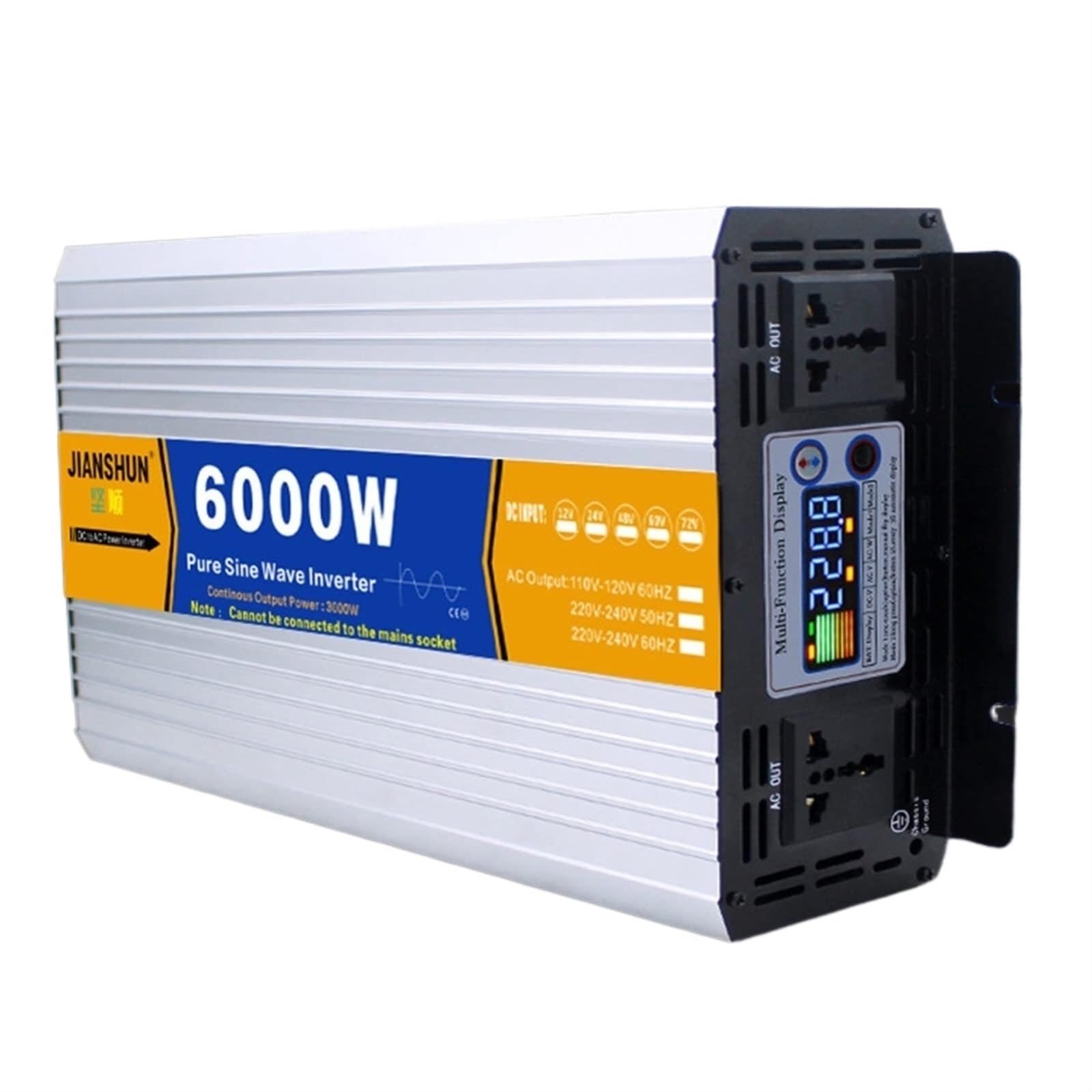 CZVJUKBYP Ure Sine Wave Inverter 3000w 4000w 5000w 6000w 8000w Voltage Converter DC 12V/24V/48V/60V to AC 110V/220V/230V/240V(6000W,24Vto220V)