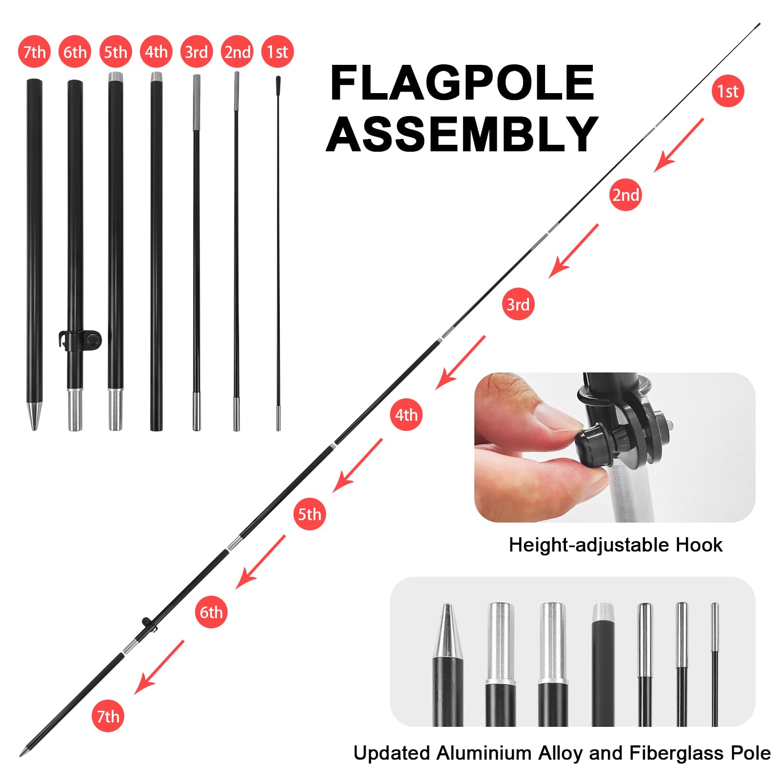 Open House Flags for Real Estate Agents, Open House Flag with Pole Kit and Ground stake 8Ft, Open House Signs for Real Estate, Open House Flag Sign Banner for Outside (Black)