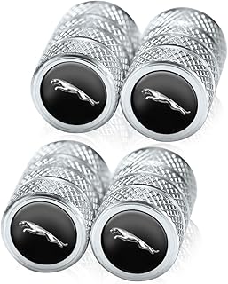 4PCS Tire Valve Stem Caps for Jaguar I-PAC F-PAC E-PAC XEL XFL XJ XF, Anti-Rust Alloy Metal Car Tyre Valve Caps with Rubber Sealing,Silver