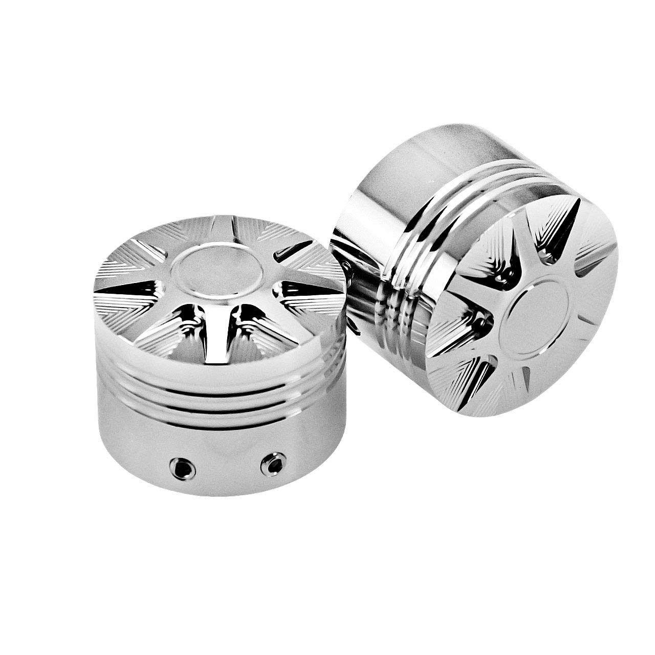 Lot de 2 cache-écrous pour essieu avant Harley Sportster XL 1200 Dyna Softail Fat Boy Touring Street Road Electra Tri Glide Chromé