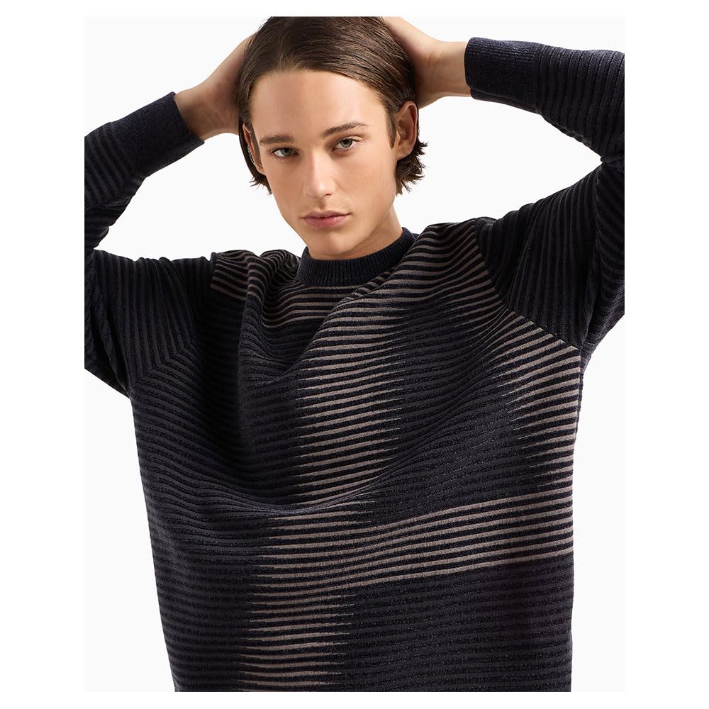 Armani Exchange Limited Edition A Line Pullover Sweater with Hortizontal Stripes And A Large A Logo Pullover Uomo