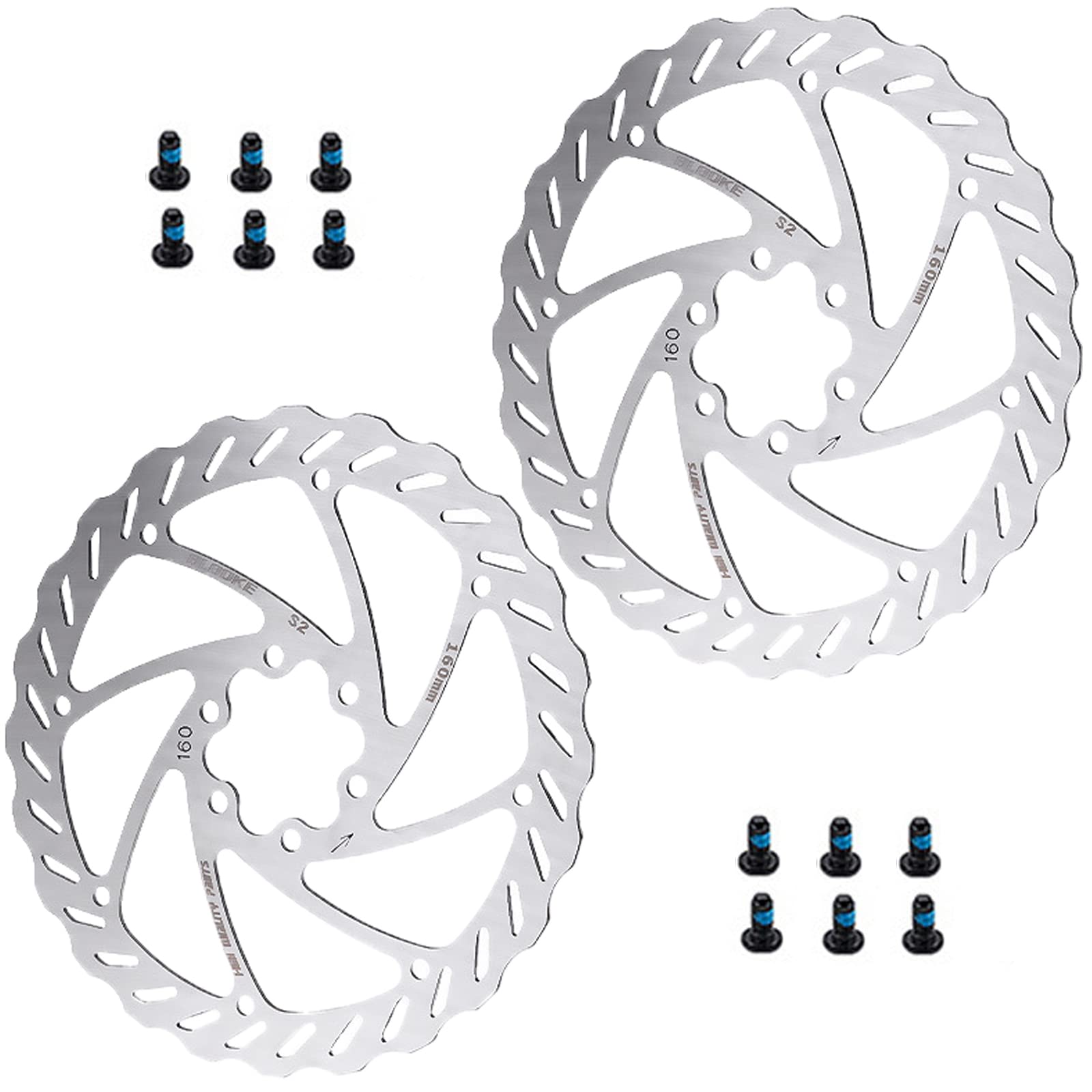 Lot De 2 Disques De Frein 160 Mm En Inox – Pour VTT, Route, BMX – Avec 12 Vis