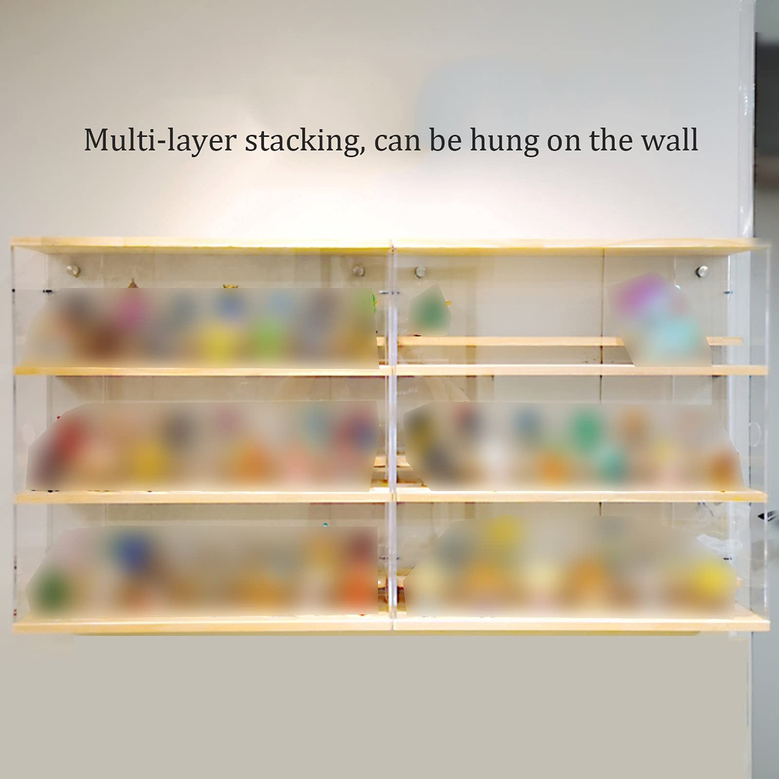 WIGING Acryl Vitrine Schaukasten, Riser Collectibles Staubdichtes Organizer-Etui, Abnehmbare Holzschutzbox für Puppen-Minifiguren, 4 Größen (Color : Clear, Size : 500x120x530mm)