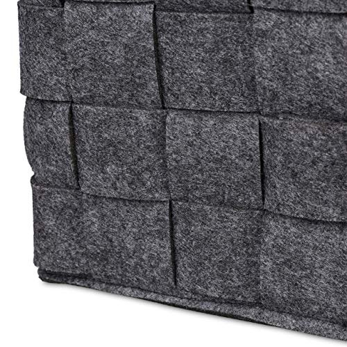 Relaxdays Aufbewahrungskorb Filz, faltbare Aufbewahrungsbox, Filzkorb mit Henkeln, HxBxT: 26 x 40 x 30 cm, dunkelgrau - 8
