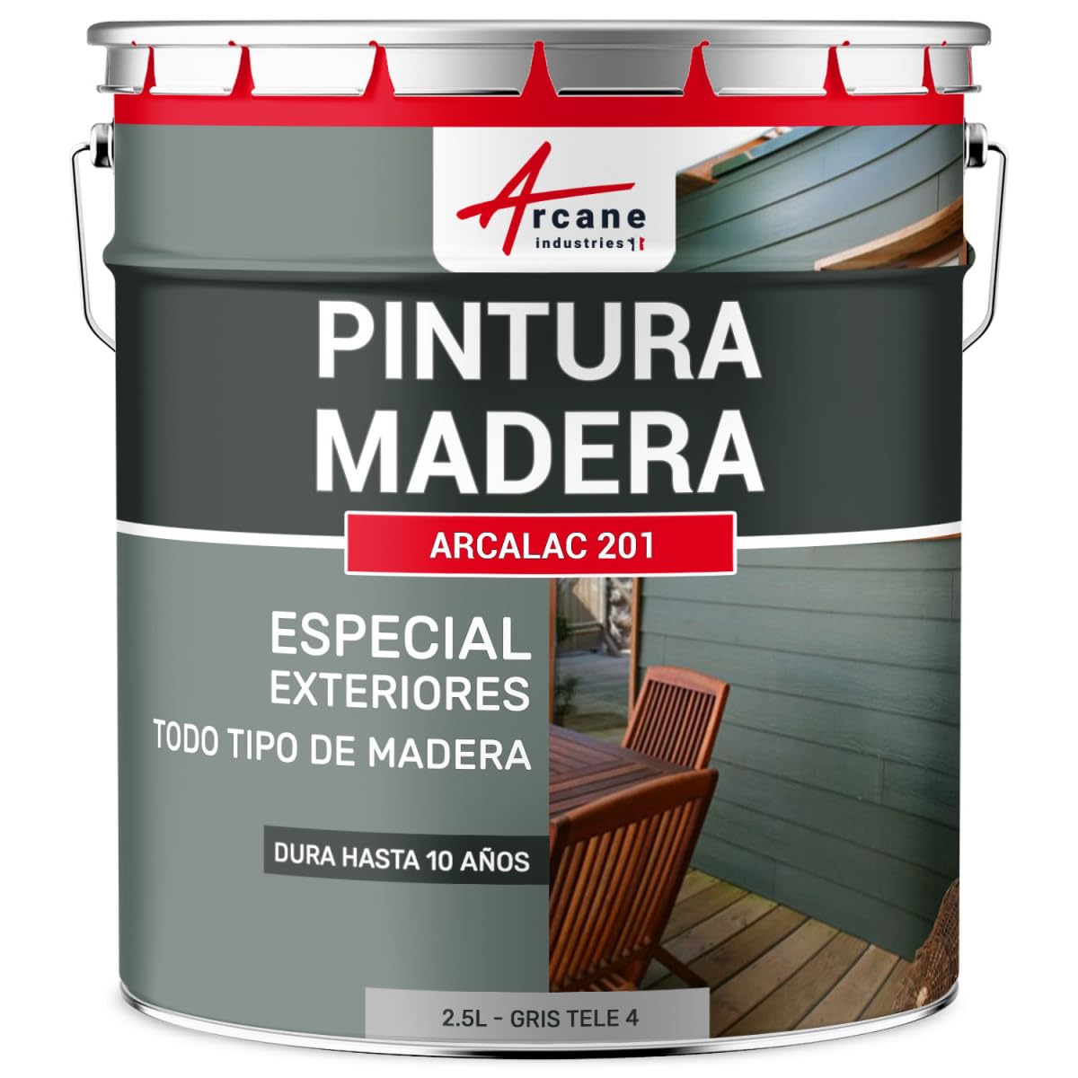 Pintura Madera Exterior e Interior Microporosa 2,5 L Gris tele 4 - RAL 7047