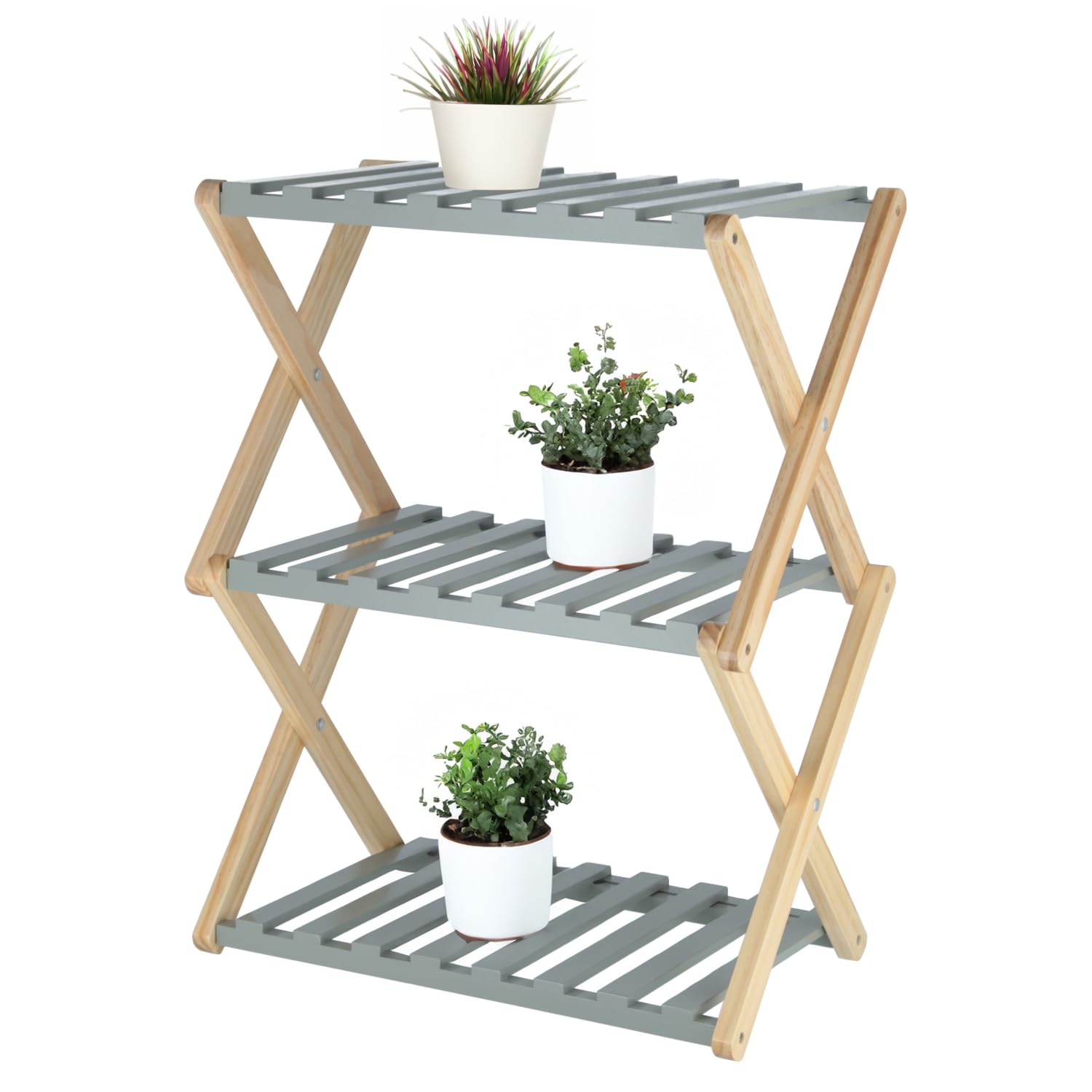 【新品未使用】オー　折りたたみ式合板ラック ブラック　箱入り Amazon｜不二貿易 折りたたみラック 幅45cm 高さ62cm グレー 3段