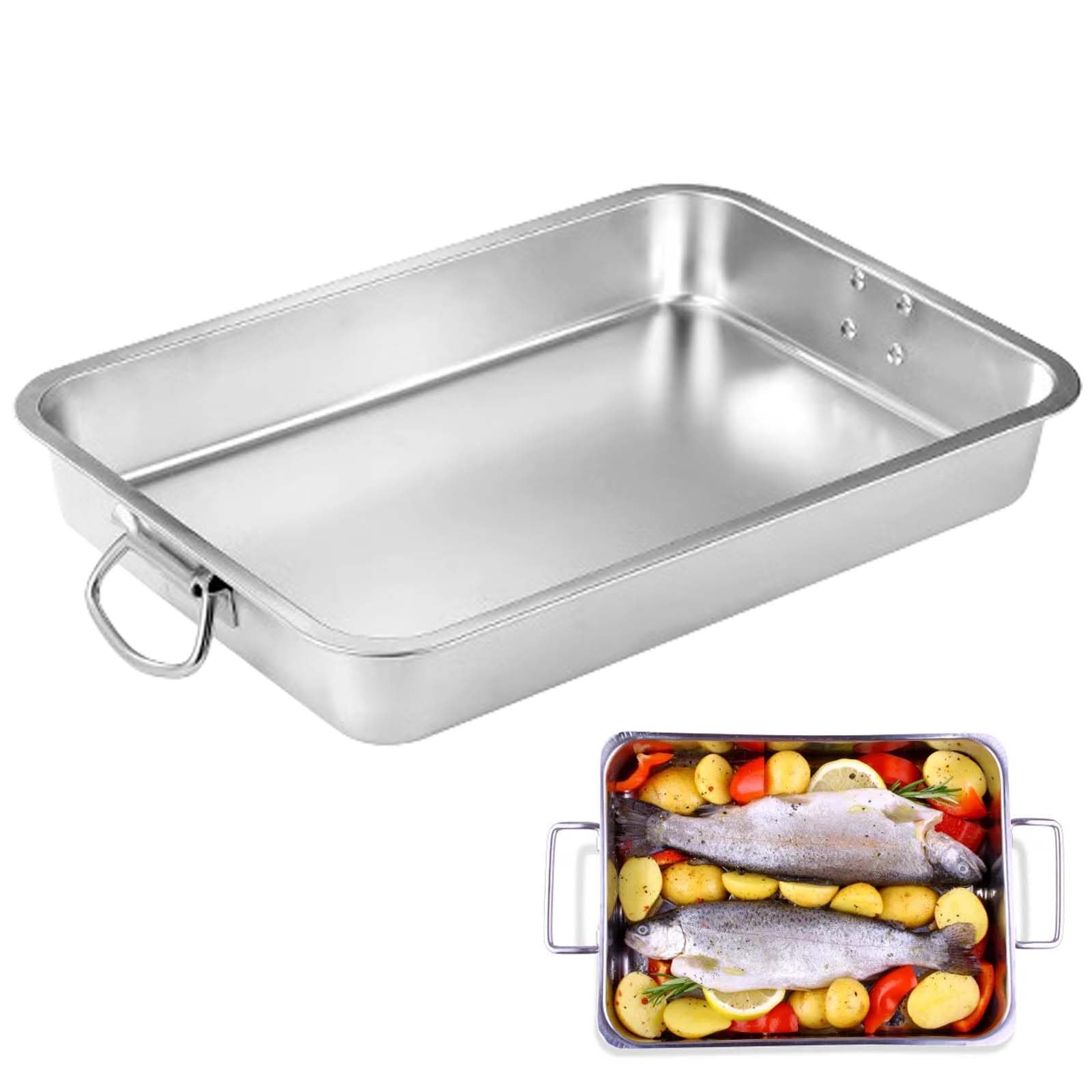 Plat à gratin rectangulaire en acier inoxydable grand format