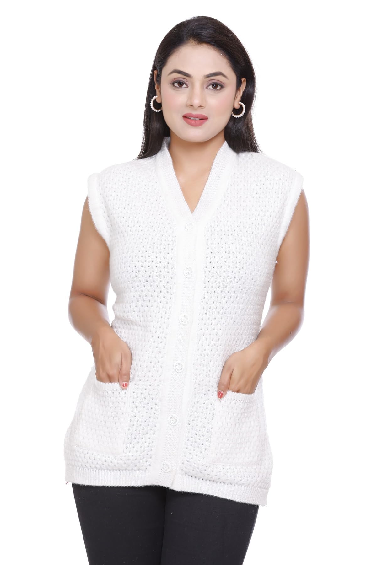 woolvalley Womens Wool Sleeveless Sweater Winter wear Half Sleeve Cardigan for Womens (Stretchable Fabric it can fit from M to 2XL)-picture-41