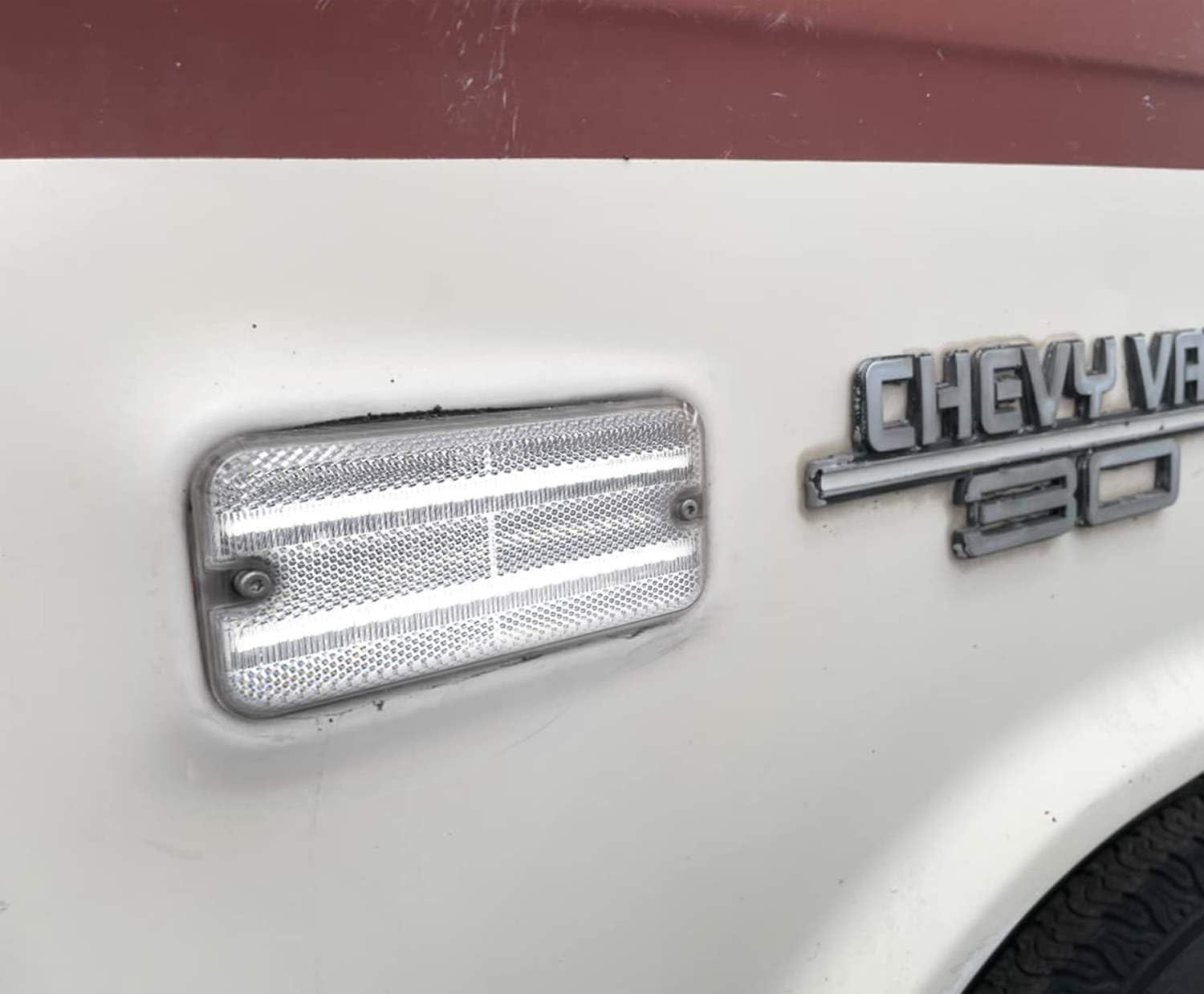 iJDMTOY Semi-Clear Lens White Full LED Front/Rear Side Marker Light Kit Compatible With 1985-1995 GMC/Chevy Van Sportcan Vandura SaVana, Powered by Total 180-SMD LED