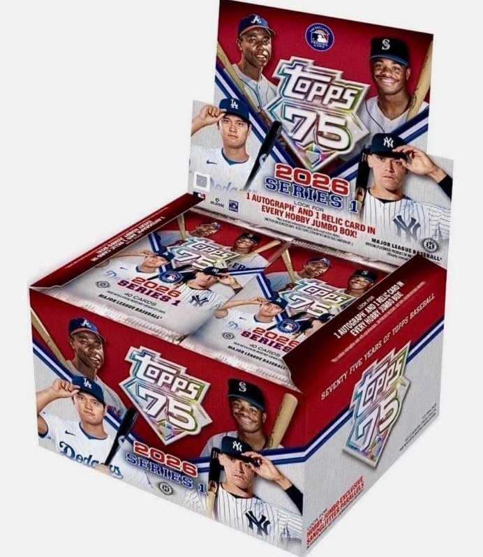 2026 Topps Series 1 Baseball Sealed 75th Anniversary Jumbo Hobby Box (1 Autograph And 1 Relic Per Box)