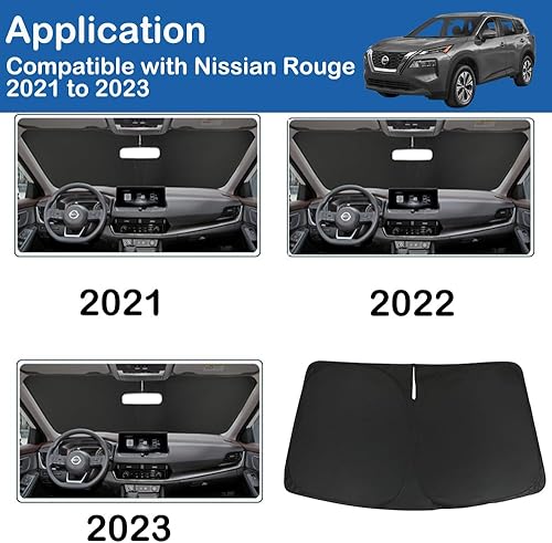 Miniatura 7 de Parasol para parabrisas para Nissan Rogue 3ª generación 2021 2022 2023 (no para Rogue Sport), pantalla plegable para ventana delantera, bloquea los