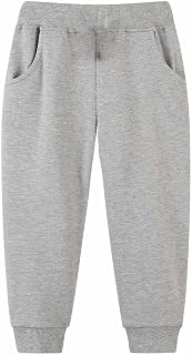Pantalones de entrenamiento para niños pantalones de chándal elásticos con cordón para correr activo de forro polar pantalones de chándal para niños pantalones anchos para niños, gris, 6-7